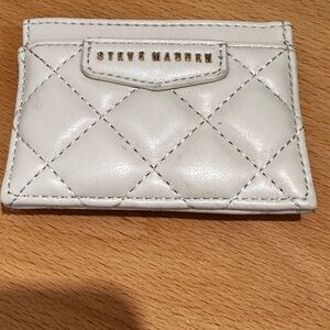 Steve Madden White Quilted Card Holder
